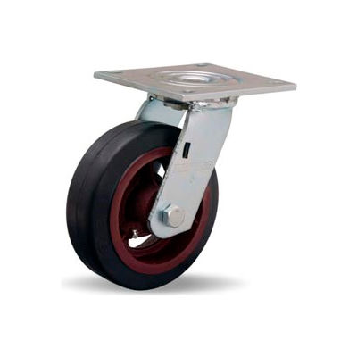 Hamilton® Medium Service Swivel 6 x 2 Mold-On Rubber Roller 410 Lb. Caster