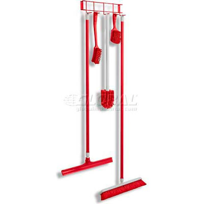 Horizon Manufacturing Utility/Sanitation Hook Rack, Red, 17-1/4", 5 Hooks - 4032
