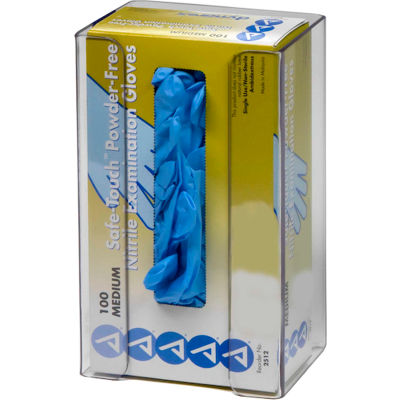 Horizon Mfg. Top Loading Plastic Glove Box Dispenser, Holds 1 Box, 9-1/2"H x 6"W x 4"D, Clear