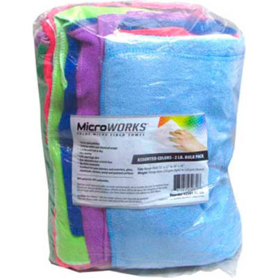 Microworks Microfiber Towels, Assorted 2lb. Bulk Bag - 2503-AC-BG