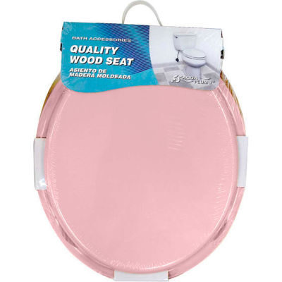 Pink AquaPlumb CTS100PK Round Wood Toilet Seat 