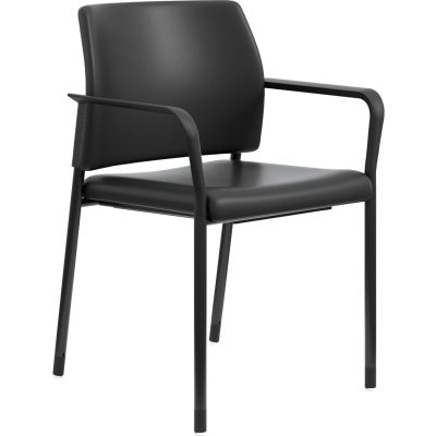 HON® Stacking Guest Chair - Vinyl - Black - Accommodate Series - Pack of 2