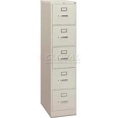 HON® - 310 Series 5 Drawer Vertical File 26-1/2"D Letter Light Gray