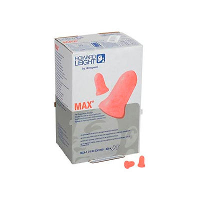 Howard Leight™ MAX-1-D MAXIMUM® Ear Plugs, Disposable, NRR 33, Uncorded, 500 Pairs/Box