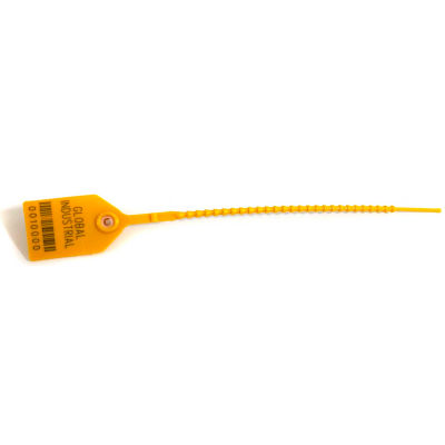 Global Industrial Variable Length Plastic 9" Seal, Yellow, 100/Pack