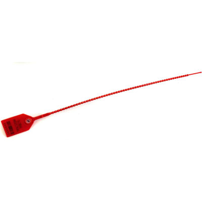 Global Industrial Variable Length, Plastic 15" Seal, Red, 100/Pack