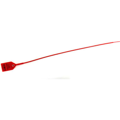 Global Industrial Variable Length, Plastic 18" Seal, Red, 100/Pack