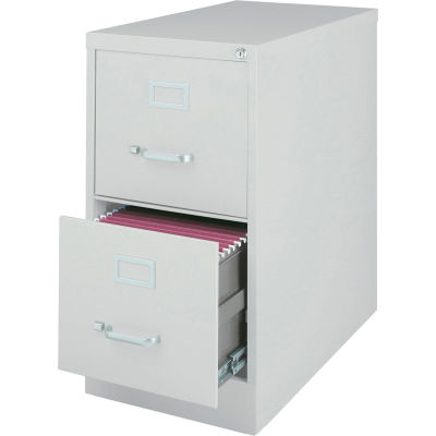 Hirsh Industries® 26-1/2" Deep Vertical File Cabinet 2-Drawer Letter Size - Light Gray