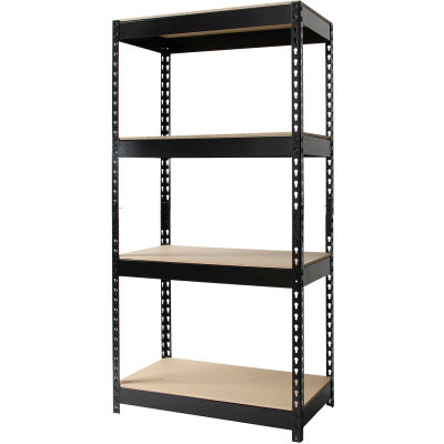 Hirsh Industries® Riveted Steel Boltless Shelving Unit, 30"W x 16"D x 60"H,4-Shelf, 3800lbs Cap