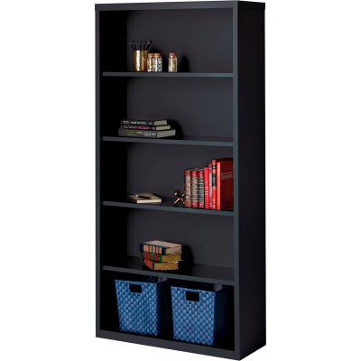 Hirsh 5 Shelf Bookcase 34-1/2"W x 13"D x 72"H, Black