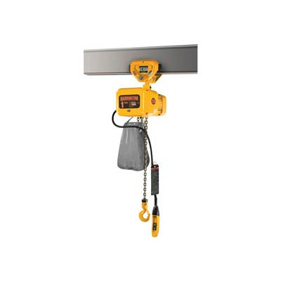 NER Electric Chain Hoist w/ Push Trolley - 1 Ton, 10' Lift, 14 ft/min, 460V