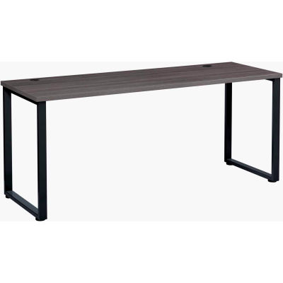 Interion® Open Plan Office Desk - 60"W x 24"D x 29"H - Charcoal Top with Black Legs