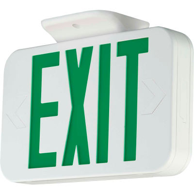 Compass Lighting CAG LED Exit, White with Green LEDs, Universal Face, AC Only, 120-277V