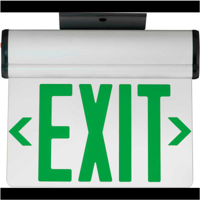 Hubbell CELS1GNE LED Edge-Lit Exit, Single-Face, Green Letters, Surface Mount, w/Battery Back-up