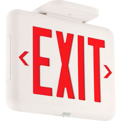 Hubbell EVEURW Compact Architectural LED Exit Sign, White w/ Red Letters, 120/277V