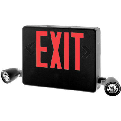 Hubbell HCXURB Designer LED Combo Exit/Emergency Unit, Remote Capacity, Black, Red Letters
