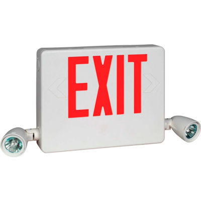 Hubbell HCXURW Designer LED Combo Exit/Emergency Unit, Remote Capacity, White, Red Letters