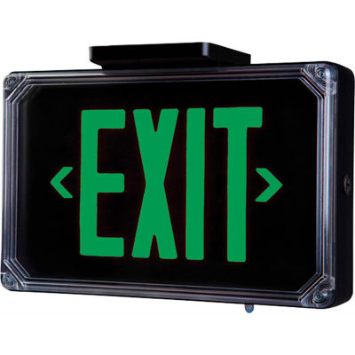 Hubbell 93093126 Die Cast Alum. Wet Listed Emer. Exit, White w/Green Letters, Single Face, w/Battery