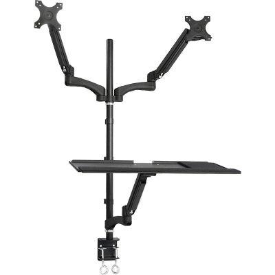 TygerClaw TYDS10019BLK 11 in. Single Extending Arms Monitor Desk \u0026 Sit Workstation Black