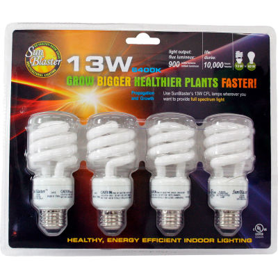 SunBlaster SL0900151 CFL 6400K Grow Light Bulbs 4/pk, 13W