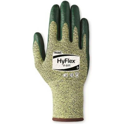 HyFlex® Cut Resistant Gloves, Ansell 11-511, Green Nitrile Palm Coat, Size 8, 1 Pair