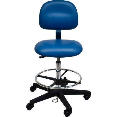 ESD Stool - Vinyl - Low Back - Nylon Base - Blue
