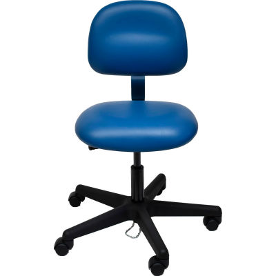 ESD-Safe Vinyl Clean Room Chair with Nylon Base with Drag Chain Blue