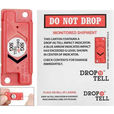 Drop-N-Tell® Resettable Impact Indicators for Very Sensitive Products, 5G Range - Pkg Qty 25