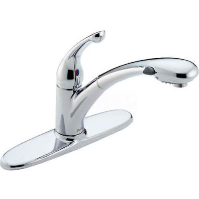 Delta 470-DST, Signature Single Handle Pull-Out Kitchen Faucet, Chrome