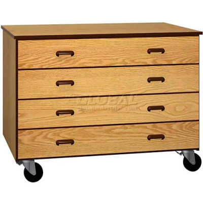 4 Stacking Deep Drawer Storage Cabinet, 48"W x 28-1/4"D x 36"H, Folkstone/Grey