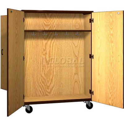 Mobile Wood Double-Faced Combo Cabinet, Solid Door, 48"W x 28-1/4"D x 66"H, Folkstone/Grey
