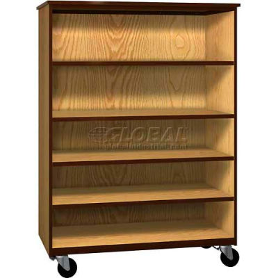 Mobile Wood General Storage Cabinet, Open Front, 48"W x 22-1/4"D x 66"H, Folkstone/Grey