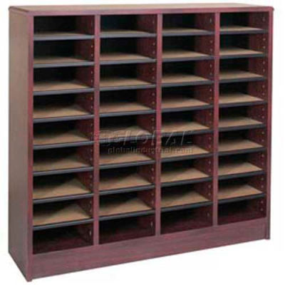 Literature Organizer 36 Pocket - 40"W x 12-1/8"D x 37-7/8"H Mahogany