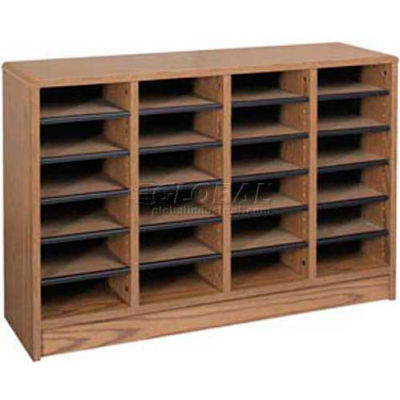 Literature Organizer 24 Pocket - 40"W x 12-1/8"D x 26-1/2"H Medium Oak