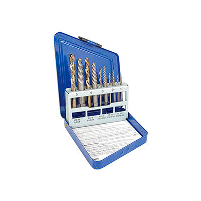 10-pc Spiral Extractor & Drill Bit Set in Metal Index