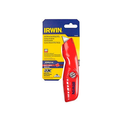 Irwin 2088600 Self-Retracting Safety Utility Knife with Ergonomic No-Slip Handle