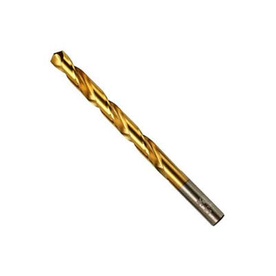 Titanium Nitride Coated HSS Straight Shank Jobber L Drill Bit-3/16"-135, Carded - Pkg Qty 3