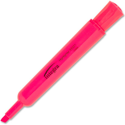 Integra™ Desk Highlighter, Chisel Tip, Fluorescent Pink Ink, 12/Pack
