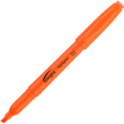 Integra™ Pen Style Highlighter, Chisel Tip, Fluorescent Orange Ink, Dozen
