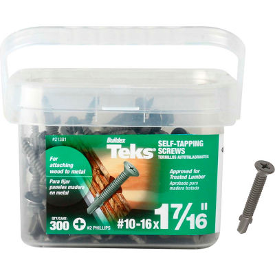ITW Teks Screw w/ Wings - #10-16 x 1-7/16" - Phillips Flat Head - Pkg of 300 - 21381