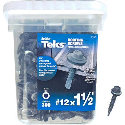 ITW Teks Roofing Screw - #12 x 1-1/2" - Hex Head - Pkg of 300 - 21422