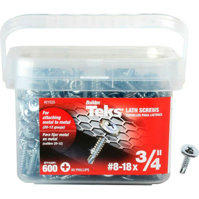 ITW Teks Lath Drill Point Screw - #8-18 x 3/4" - Pkg of 600 - 21525