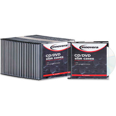 Thin Line Polystyrene CD/DVD Storage Cases, Clear, 25 per Pack