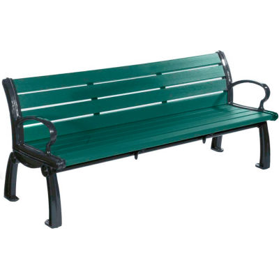 Global Industrial™ Heritage 6' Recycled Plastic Bench, Green Bench/Black Frame