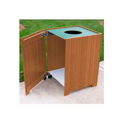 Standard Square Receptacle, Recycled Plastic, 20 Gal., Cedar