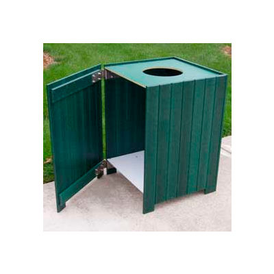 Standard Square Receptacle, Recycled Plastic, 20 Gal., Green