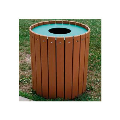 Standard Round Receptacle, Recycled Plastic, 32 Gal., Cedar