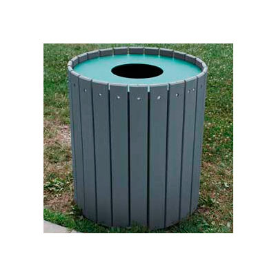 Standard Round Receptacle, Recycled Plastic, 32 Gal., Gray