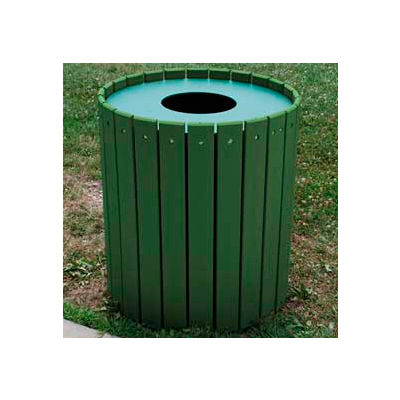 Standard Round Receptacle, Recycled Plastic, 32 Gal., Green
