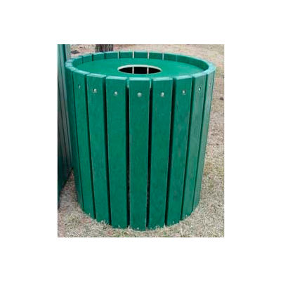 Heavy Duty Round Receptacle, Recycled Plastic, 32 Gal., Green